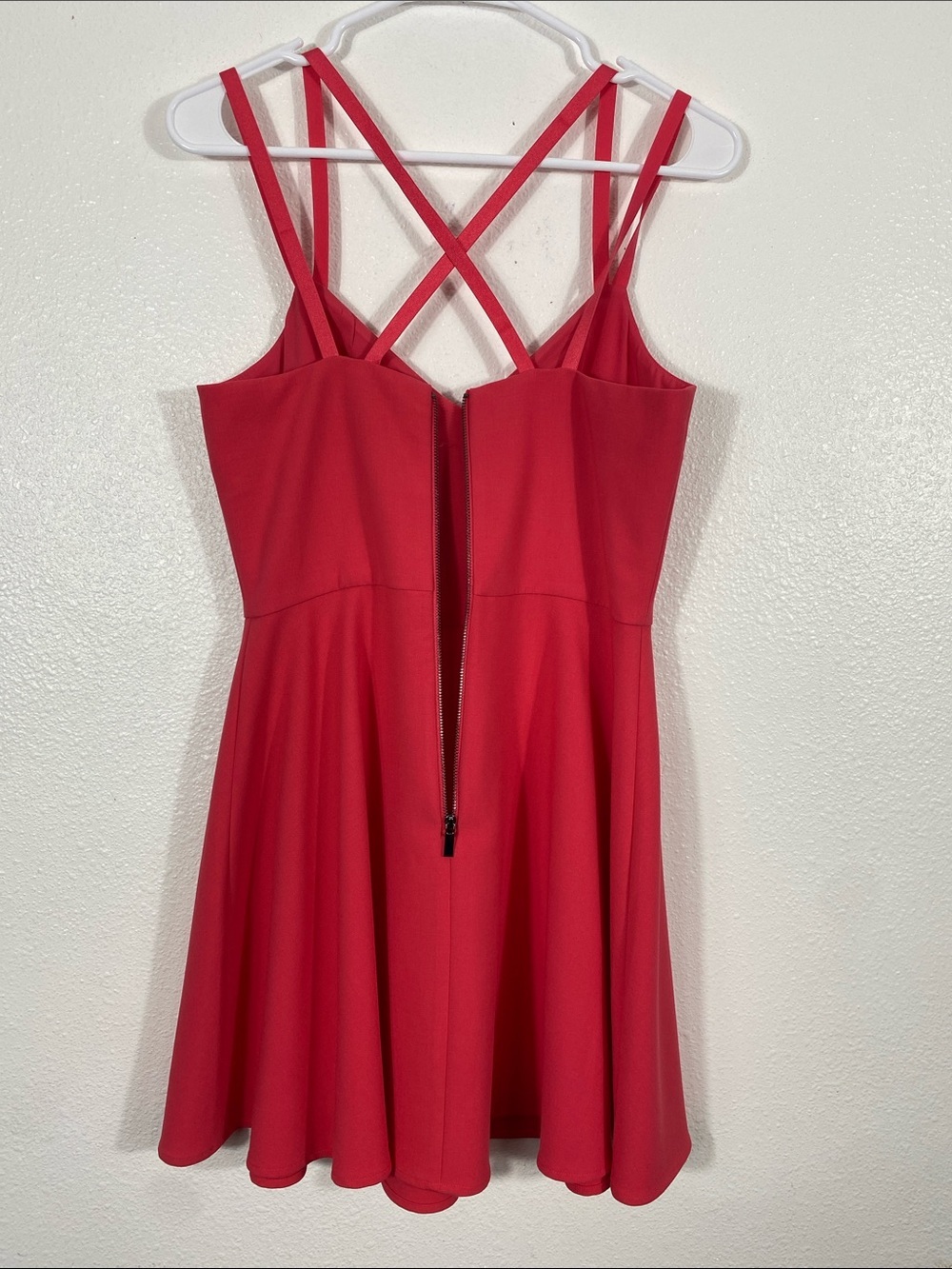 French Connection Hot Pink Double-Strap Fit-and-Flare Mini Dress Size 6 - Picture 8 of 15